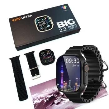 Get the V200 New Fashion Ultra Smart Watch with a 2.2" large screen, Bluetooth connectivity, IP68 waterproof rating, and WearFit Pro support